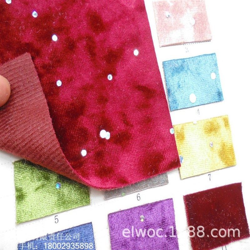 丝绒烫片 厚毛绒布料 圆片反光 珠片镭射 绒布软包装饰亮片布436