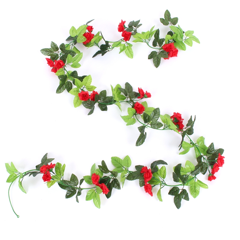 仿真玫瑰藤条假花装饰缠绕下水管道栏杆遮挡藤蔓吊顶塑料绿植绢花