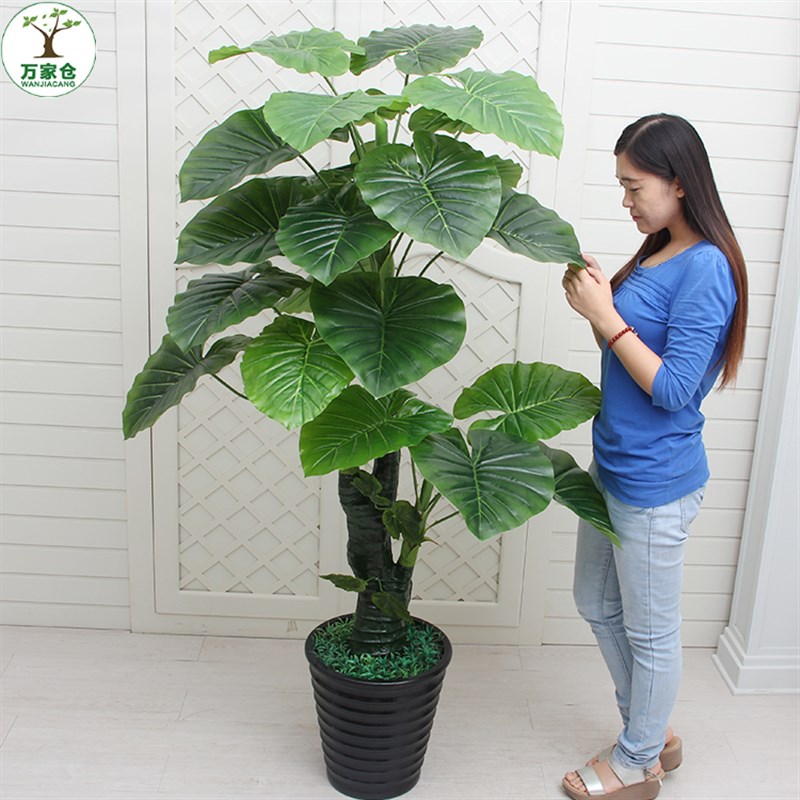 仿真盆栽摆件发财树植物塑料花客厅大叶滴水观音假花室内装饰龟背