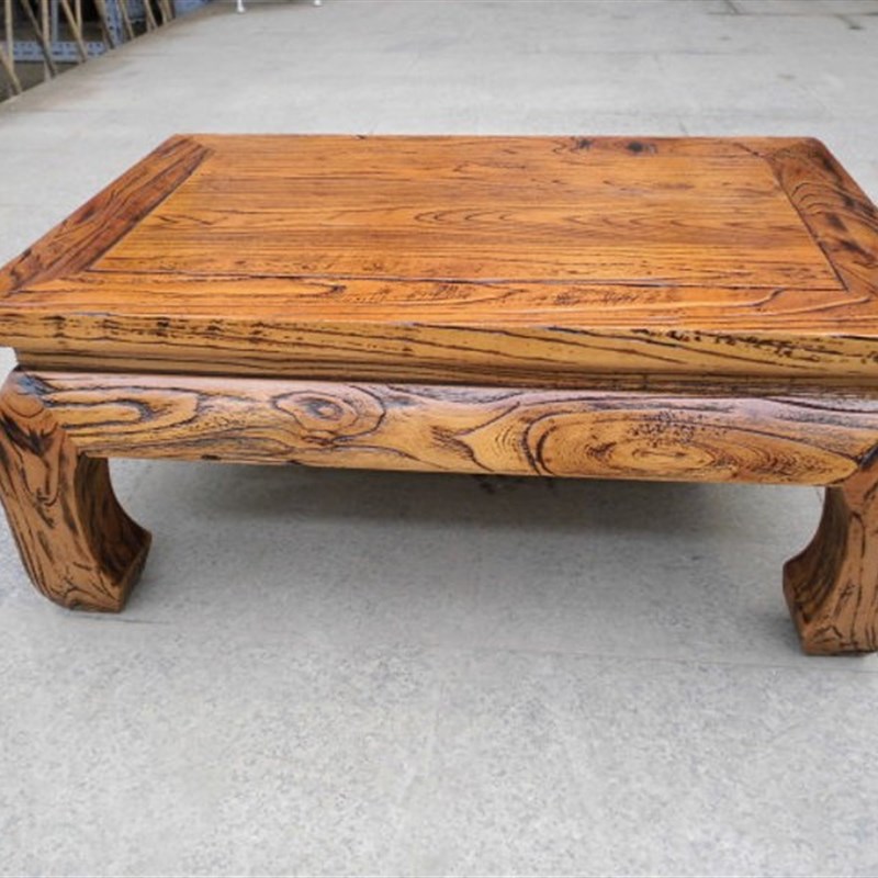 老榆木全实木炕桌炕几吃饭桌中式古典飘窗桌榻榻米桌子做旧田园风