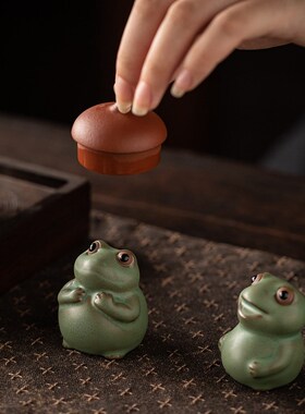 创意陶瓷可爱小青蛙变色茶宠小摆件茶玩茶宠精品可养摆件2025新款