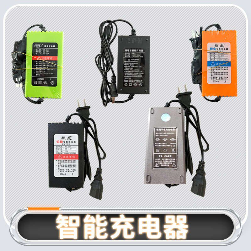农用12V电动喷雾器施肥器撒肥机智能充电器锂电池铅电池充电器