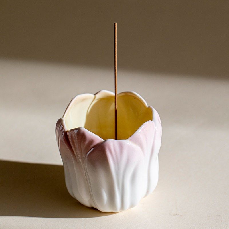 陶瓷郁金香线香香坐小众香托底座香插创意桌面摆件熏香香盘高级感,家居饰品,香托/香盘/香座/香插,淘宝优惠券,粉丝福利购,淘宝优惠卷