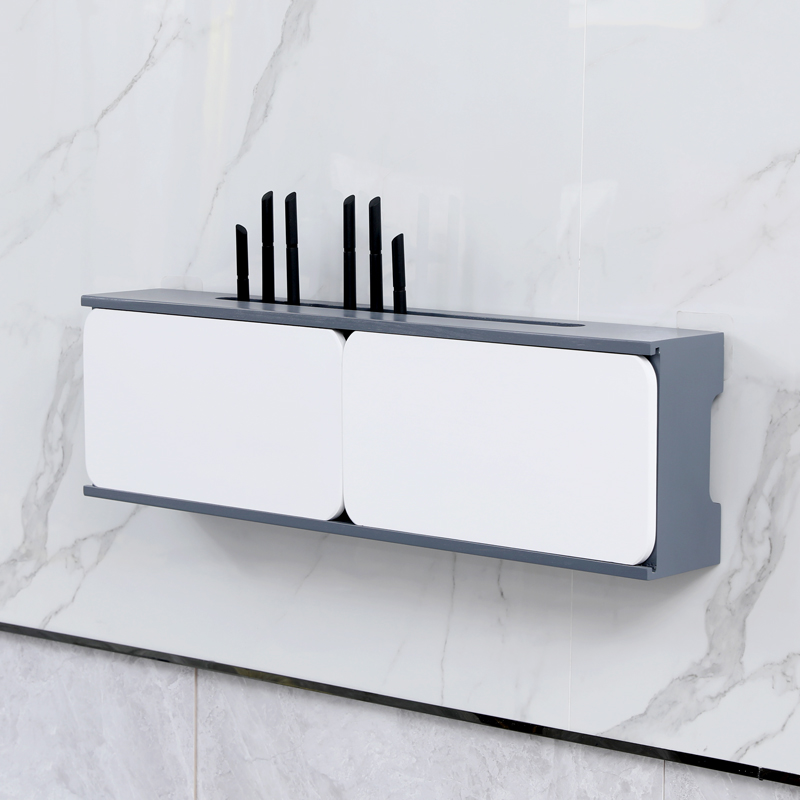 实木wifi路由器收纳盒t挂墙免打孔猫机顶盒置物架电视线插座遮挡