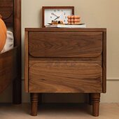 床头柜北美樱桃木黑胡桃木床头柜日式 现代简约储物柜抽屉床边柜子