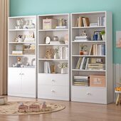 韩式 田园白色书柜简约现代带门儿童实木书架置物架书橱简易储物柜