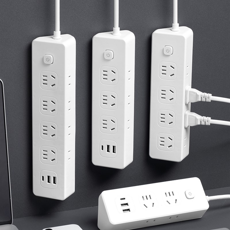 全铜侧面插多孔USB插座板桌面办公家用多功能学生插排插线板带线