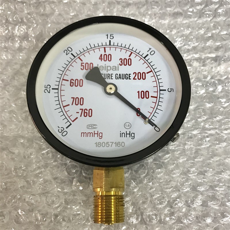 真空表 负压表 -760mmhg-0 -30inhg-0 直径100mm 螺纹M20*1.5