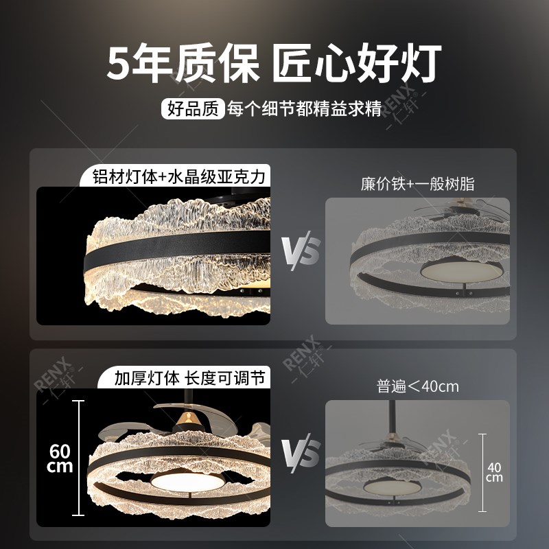 卧室灯隐形风g扇灯意式极简电扇灯一体式吊扇餐厅灯2025新款主卧