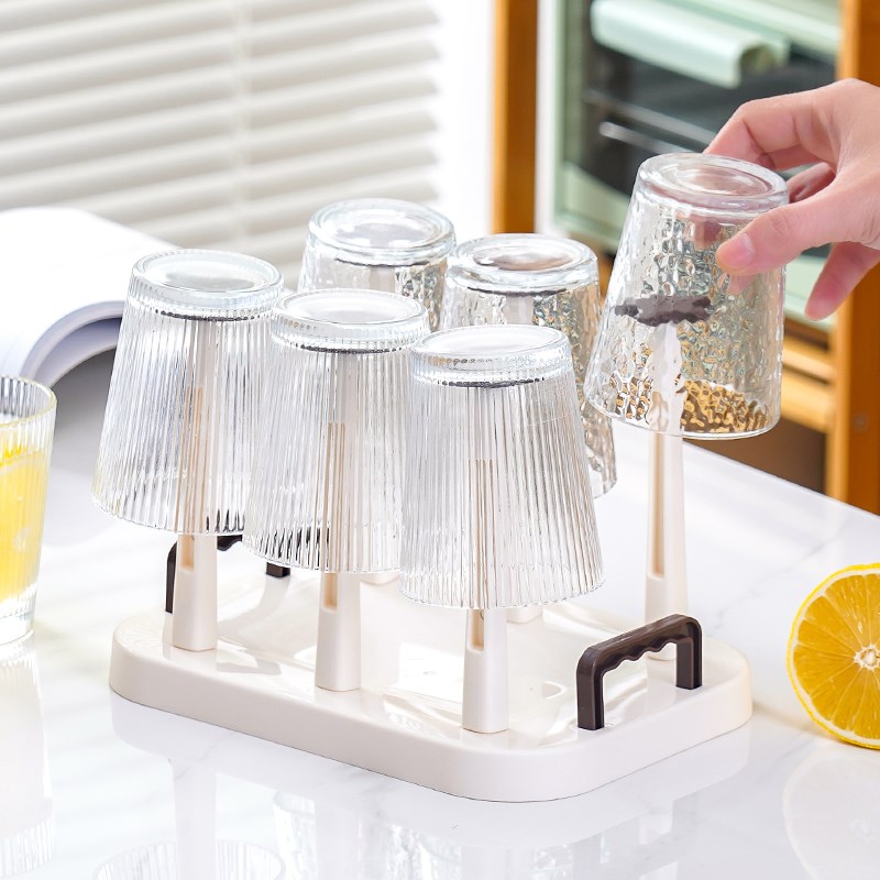 创意杯子水壶置物架水杯马克玻璃杯家用茶杯倒挂沥水托盘加厚杯架