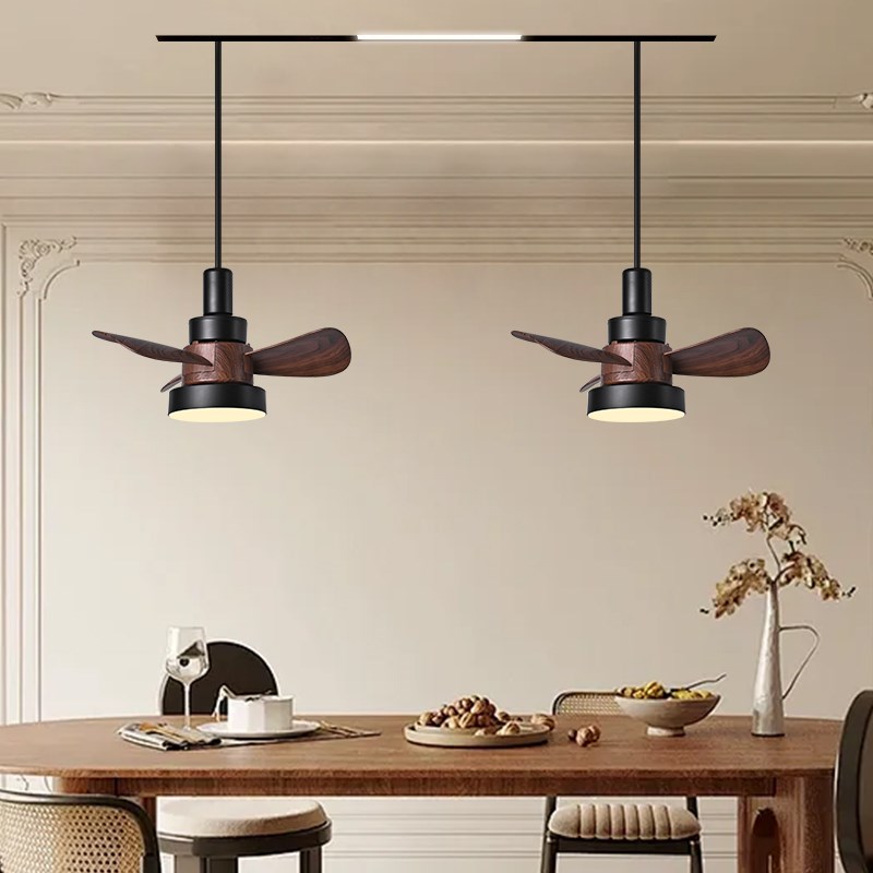 客餐厅吊扇e灯可移动轨道风扇灯法式中古风餐厅风扇灯磁吸款二线