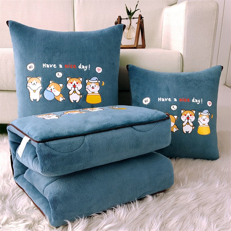 加厚冬季抱枕被子两用午睡枕头被汽车载小靠O枕办公室空调被二合