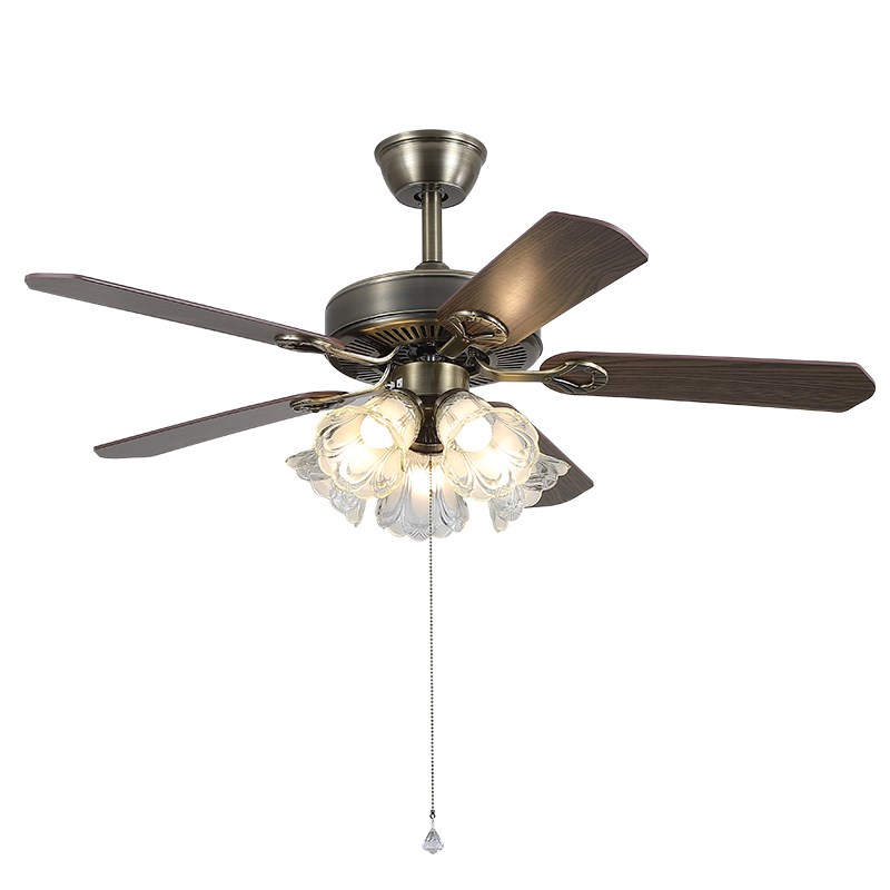 美式复古餐厅护眼k吊扇灯中古风饭厅餐桌灯具客厅天花吊顶风扇灯