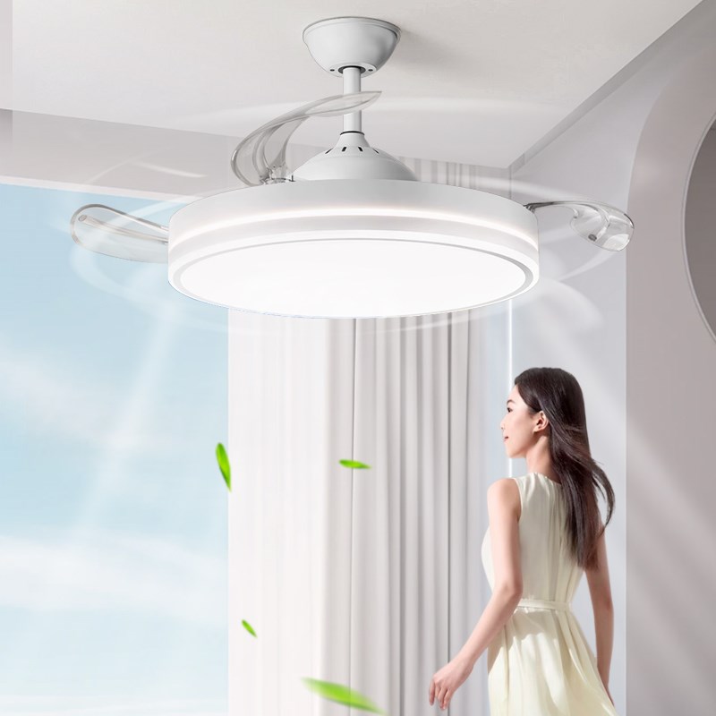 中山灯具隐形风h扇灯超薄智能吊扇灯现代简约一体两用餐厅卧室吊