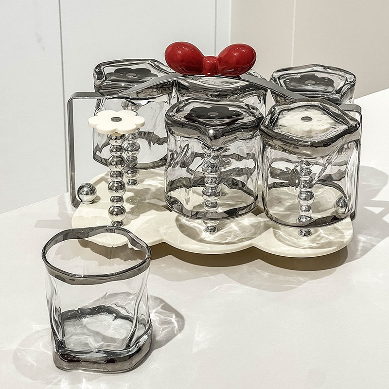 创意家用玻璃喝水杯咖啡杯套装组合倒挂沥水杯架杯子收纳置物架