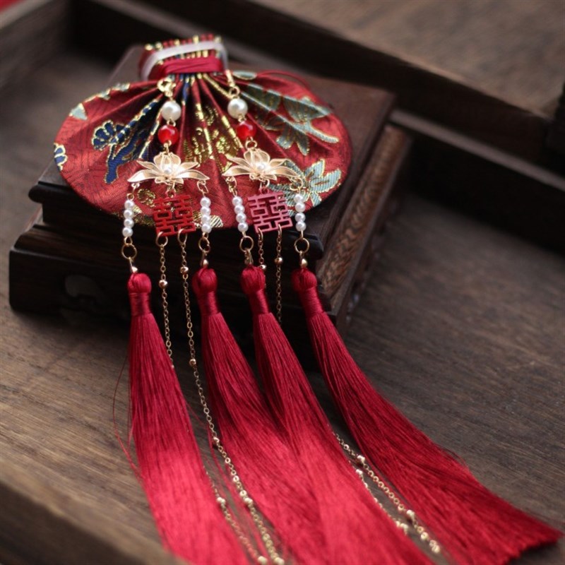 凝香记囍结良缘中式婚礼织金结发红色荷包香囊手工古法随身