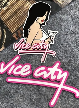 前羽反光车贴 GT Auto罪恶城经典飞车迈阿密R星vice游戏粉色贴纸