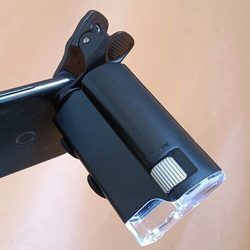 60至100倍通用手机夹子式显微镜变倍调焦放大清晰拍照简单带双灯