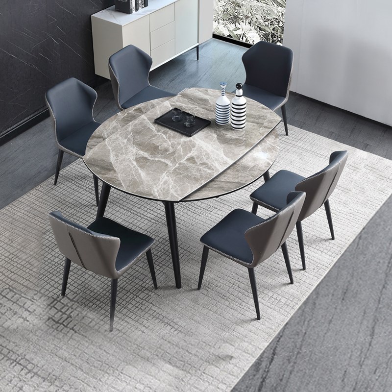 洞窝粤顺岩板餐桌椅组合现代简约轻奢多功能实木可折叠伸缩桌子