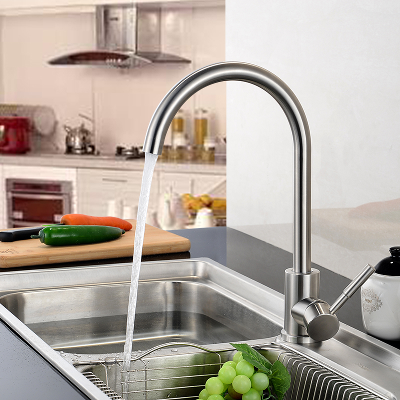 不锈钢厨房水龙头冷热水款家用防溅水二合一洗菜盆单冷洗手池通用