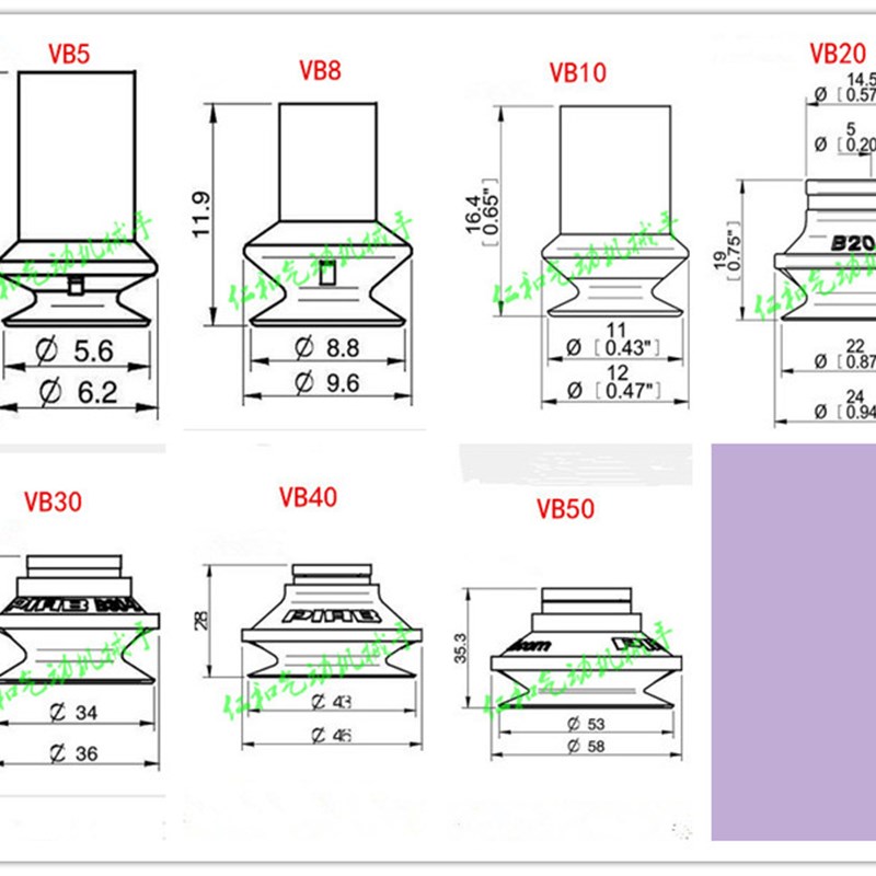 瑞典piab派亚博真空吸盘红色波纹双层VB5 B8 B10 B20 B30 B40 B50