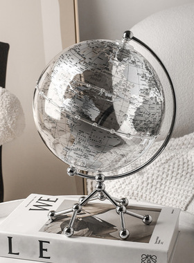 创意透明地球仪摆件轻奢高档客厅电视柜办公室桌面书房家居装饰品