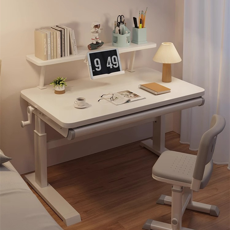 电脑桌子卧室手摇可升降书桌小学生家用儿童学习桌简易办公写字桌