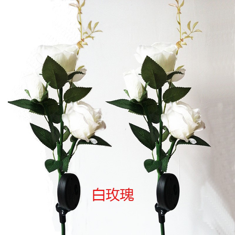 户外太阳能3头玫瑰插地花灯庭院花园插地灯地插草坪灯景观现货