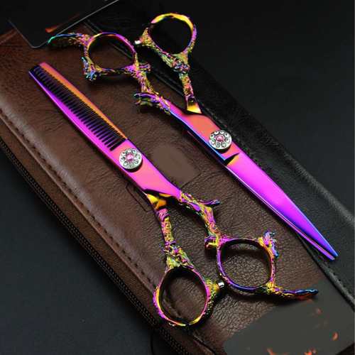 6.0寸  粉色怪龙柄 美发剪刀 理发剪 平剪  牙剪 打薄XL2-0401