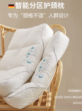 德国UNDERLIE分区枕头护颈椎助睡眠颈椎专用枕芯一对装家用不塌陷
