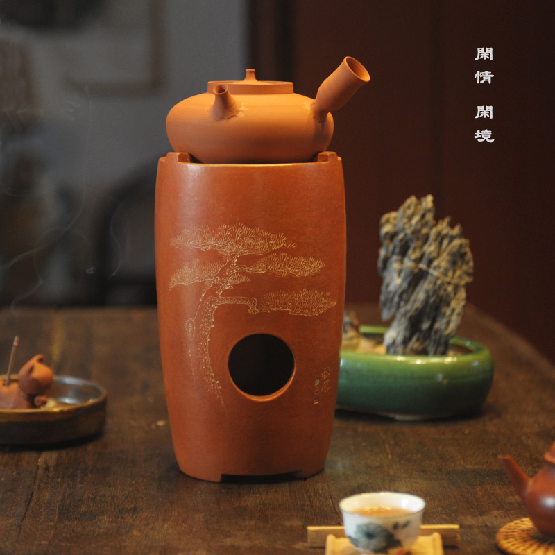 手工红泥小火炉煮茶炉工夫大高炉风炉省炭耐高温炭炉柴烧电炭两用