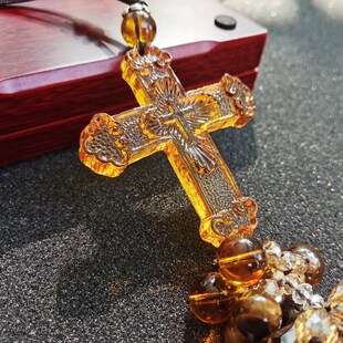 高档奢华琉璃十字架汽车挂件 车载创意车内饰品男女挂饰高级礼品