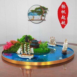酒店大圆桌转盘中间装 饰花餐厅饭店桌面摆台高档创意微景观桌摆