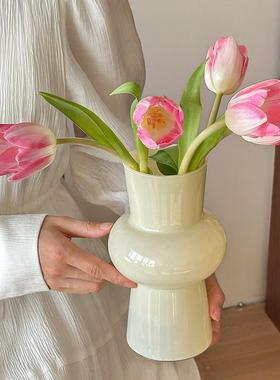 中古复古法式ins风餐桌装饰书房玻璃花瓶摆件客厅插花鲜花仿真花