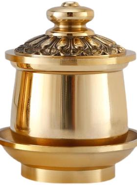 家居室内佛堂礼佛纯铜黄铜供水杯佛字杯莲花杯净水杯佛供杯酒杯