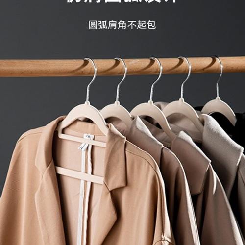 肩无痕植绒衣架家用挂衣干湿两用防滑衣柜衣架整理师专用收纳衣撑