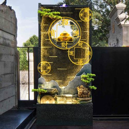 瓷温玉润公司招财水幕墙流水喷泉造景摆件屏风隔断送朋友开业礼品