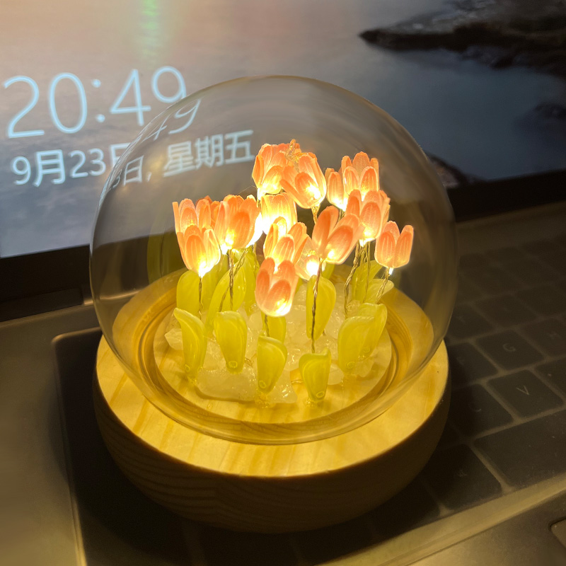 郁金香小夜灯手工diy材料包led灯生日送女生母亲节520情人节礼物