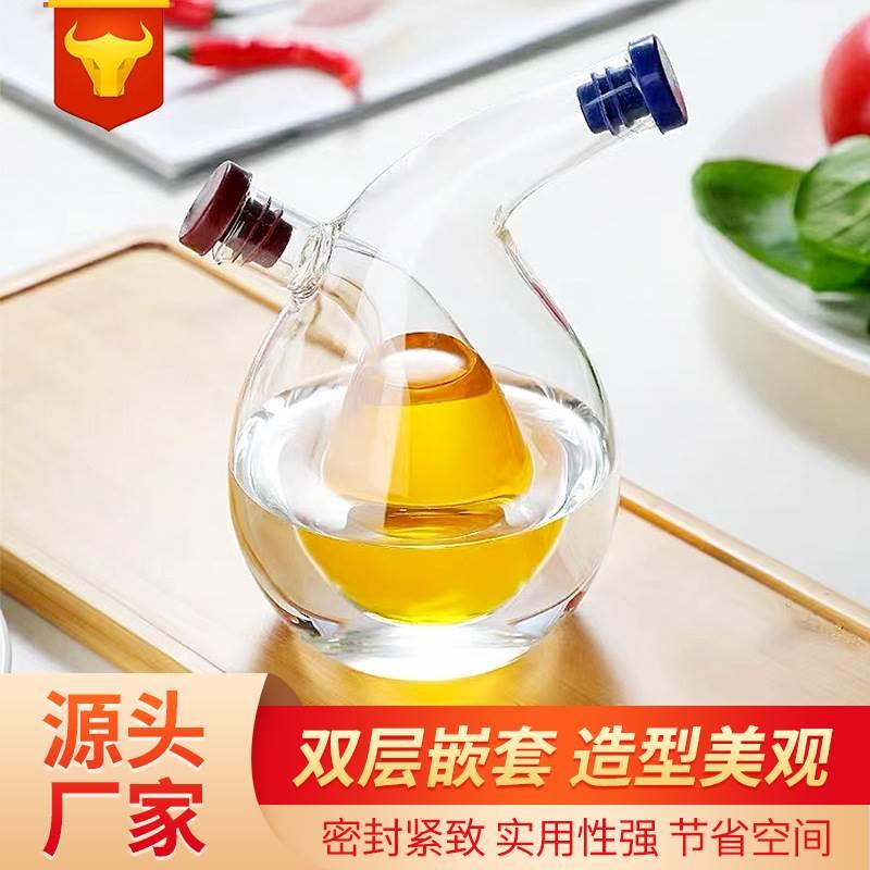 两用油壶软木塞透明玻璃密封油壶家用创意厨房酱油瓶醋瓶调料瓶