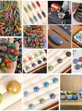 非遗漆珠欧泊ZIX镶嵌具大漆珠茶茶道文化配件纯手款工大制作漆器