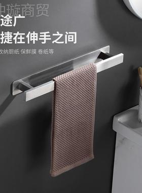 34不锈钢毛巾杆架FVB 家用黑色浴室收纳毛巾浴打巾置物架免孔毛巾