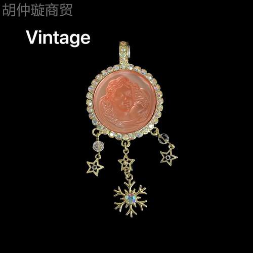 【蜜】中古intaEWDge甜美镶南捷克v钻 月光石睡梦雪花流苏F磁K吸