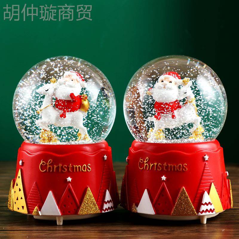 圣水晶球音乐盒礼物JLOO/锦雪花水晶诞转球旋八发光音乐音盒送女