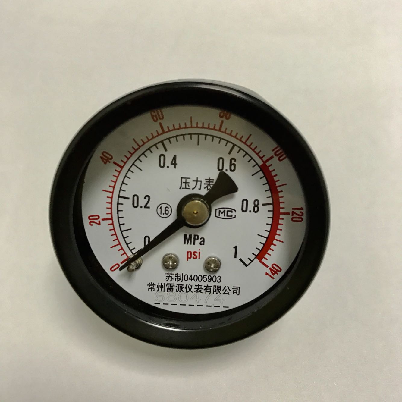 轴向中文压力表 Y-40Z  0-1mpa 140psi 螺纹ZG1/4 = PT1/4 40mm