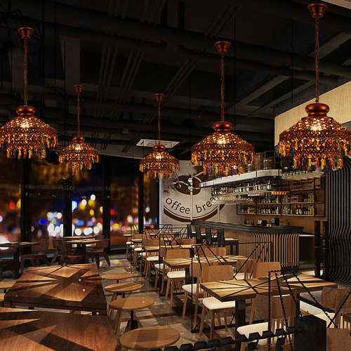 漫咖啡 东南亚泰式风格彩色水晶吧台吊灯地中海波西米亚灯