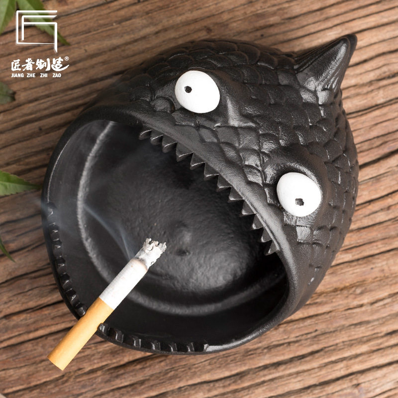 创意食鱼烟灰缸性潮流防飞灰车载动物大烟缸酒店