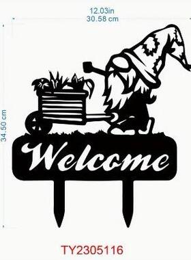 小矮人Temu热卖金属庭院装饰地插跨境现代花园装饰艺术品金属源头