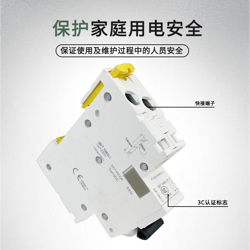 小型断路器IC65n系列1P+N空气开关家用断路器10A40A双进双出空开