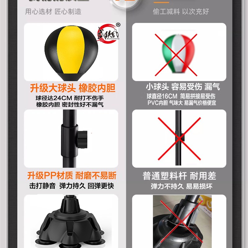 武侠风拳击速度球家用反应靶立式成人儿童减压立沙袋沙包健身器材