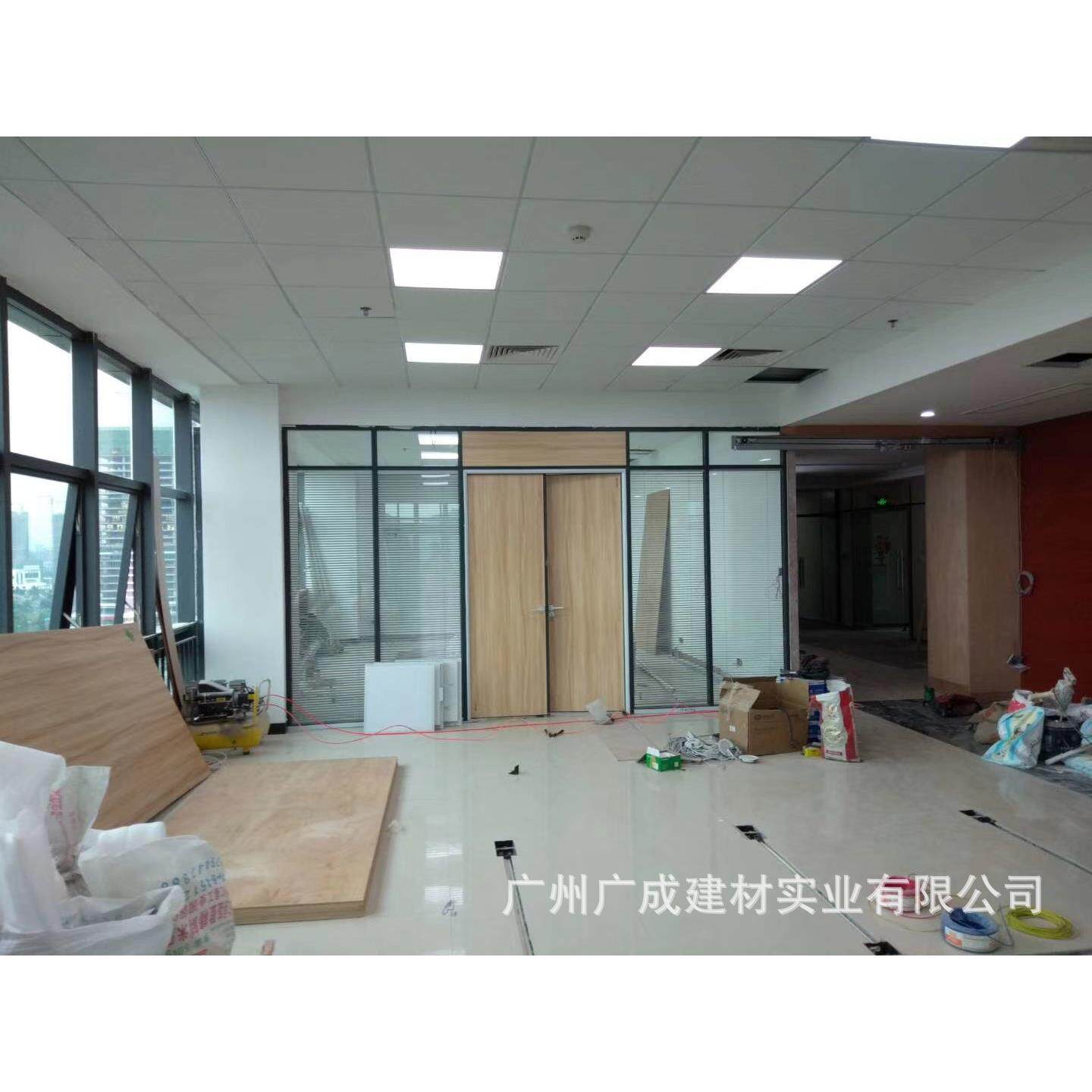 写字楼单侧室内玻璃分隔系统 成品办公隔墙固定隔断 商用墙体材料